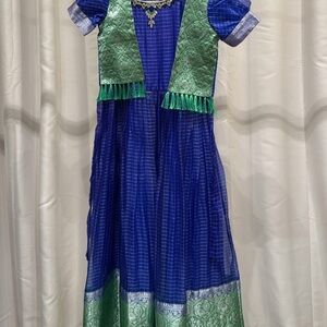 Elegant Blue and Green dress for any festival or party for girl ,